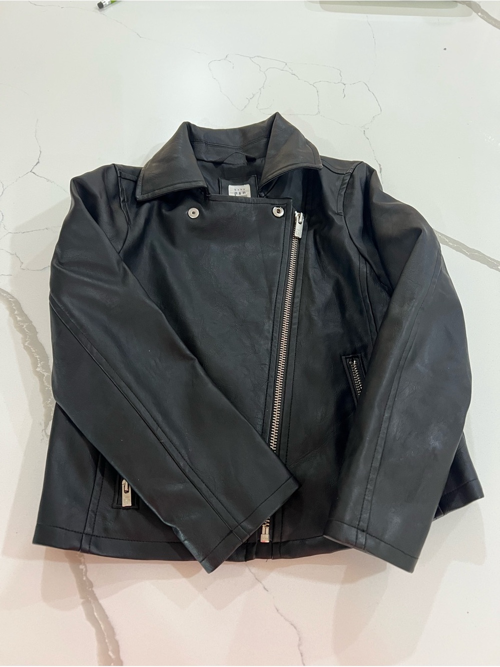 Size 5 Baby Gap Black Faux Leather Jacket
